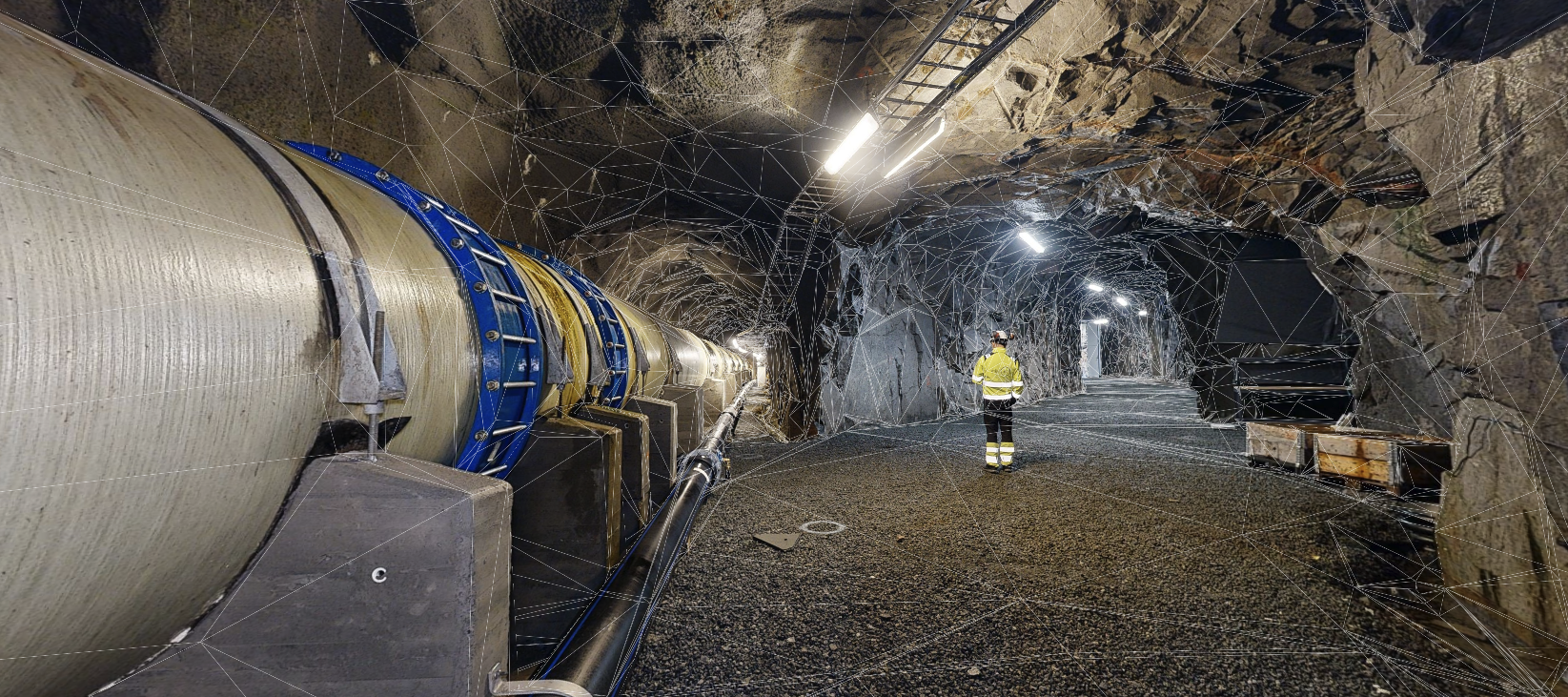 Interior of an underground hydropower facility